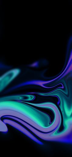 an abstract background with blue and green swirls on black paper in the dark room