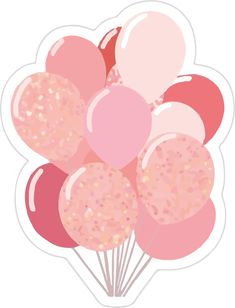 a bunch of pink and red balloons on a sticker