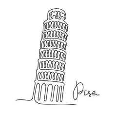 a drawing of the leaning tower of pisa