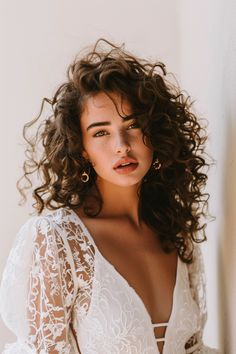 110+ Stunning Ideas for Curly Bridal Hair | Matched Hearts Bridesmaid Curly Hair, Hair Down Wedding, Bridesmaid Hair Curly, Guest Hair, Hollywood Hair, Curly Wedding Hair