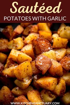 roasted potatoes with garlic and seasoning on top