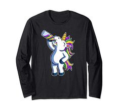 a black sweatshirt with an image of a unicorn holding a baseball bat in it's hand