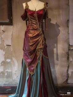 Flowy Fantasy Dresses, Funky Prom Dresses, Romani Dress, Medieval Inspired Fashion, Acubi Dress, Ethereal Clothing, Apology Video, Unique Prom Dress, Academia Dress