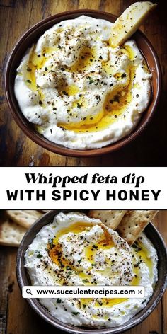 whiped feta dip with spicy honey