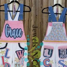 Jewels N Cotton on Instagram: "Make accomplishments and achievements front and center...well down the leg works too 😉 . Grace, we had such a great time designing these with you and we hope your senior year is a blast!! #senioroveralls #spiritwear #spiritoveralls #jewelsncotton" School Spirit Week, Spirit Week, Spirit Wear, Time Design, Senior Year