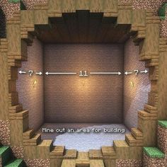 an image of a room with stairs and walls in the game minecrafting simulator