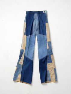 1970s Antonio Guiseppe jeans denim patchwork bell bottoms 28 Reworked Denim Jeans, 70s Nyc, Designed Jeans, Graphic Jeans, Bell Bottoms Jeans, Quilt Clothing, 70s Patchwork, Waste Clothing, Reworked Denim