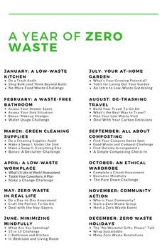 a green poster with the words a year of zero waste