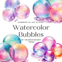 watercolor bubbles with different colors and shapes