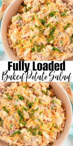 two bowls filled with loaded baked potato salad