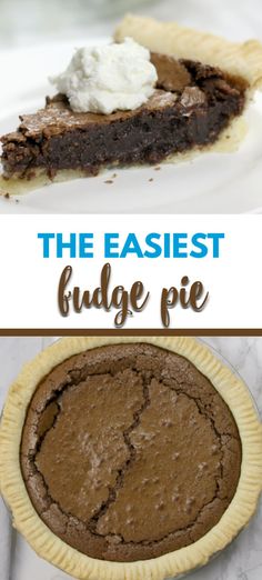 chocolate pie with whipped cream on top and the words, the easyest budget pie