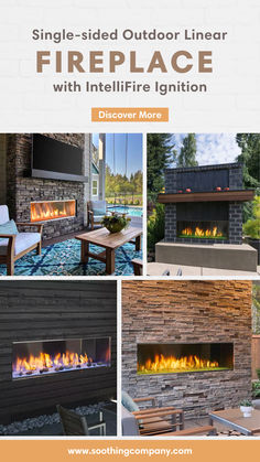 A sleek Lanai 48 Single-sided Outdoor Linear Fireplace on a modern patio. Its clean, contemporary design with IntelliFire Ignition adds warmth and elegance, making it a stylish focal point for any outdoor space. Perfect for creating a cozy and sophisticated backyard retreat. Outdoor Fireplace Ideas, Fireplace Options, Linear Gas Fireplace, Kitchen Backyard, Modern Outdoor Fireplace, Modern Fireplaces, Diy Outdoor Fireplace, Backyard Area, Outdoor Gas Fireplace