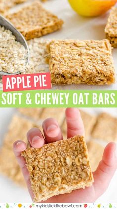 apple pie soft & chewy oat bars are the perfect snack for kids and adults