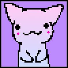 an image of a cat with pink eyes on it's face in pixel style