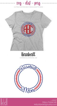 two shirts with the words baseball mom and an image of a woman's t - shirt