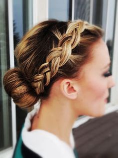 big braid + bun Hairstyle Wedding, Sock Bun, Bun Hairstyle, Pinterest Hair, Back To School Hairstyles, Holiday Hairstyles