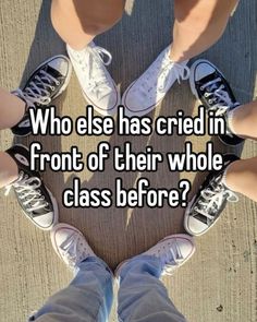 people standing in a circle with the words who else has tried in front of their whole class before?