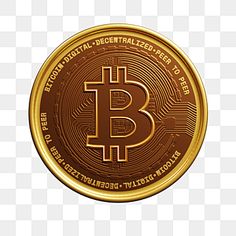 a golden bit coin with the word bitcoin on it, transparent background png