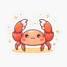 a cute crab sticker on a white background