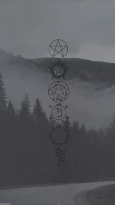 a black and white photo with the words pentagram on it