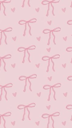 pink bows and hearts on a light pink background for valentine's day wallpaper