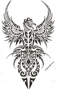 a tattoo design with an eagle on it