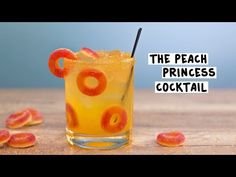 the peach princess cocktail is ready to be eaten