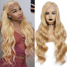 Women Synthetic Lace Front Wigs Red Burgundy Colored Body Wave Darker Brown Wig Wig Styling Tutorial, Blonde Body Wave, Wig Blonde, Wig Party, Glam Hair, Curly Waves, Brown Wig, Golden Blonde