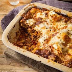 Oven dish showing the Easy Biker Lasagne recipe with a portion already taken out - delicious! Beef Cannelloni, Hairy Bikers Recipes, Cannelloni Recipes, Bbc Good Food Recipes, Sushi Rice, Soft Cheese