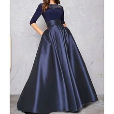 Satin Sleeves, Blue Evening Gowns, Evening Gowns With Sleeves, Long Sleeve Evening Gowns, Evening Dresses Online, 파티 드레스, Cheap Evening Dresses, Chique Outfits, Evening Dresses With Sleeves