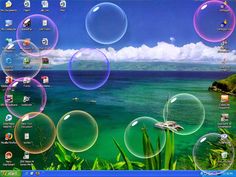 an image of soap bubbles floating in the air on a windows desktop computer screensaver