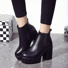 Department Name: AdultItem Type: BootsWith Platforms: YesHeel Height: Super High (8cm-up)Outsole Material: RubberPlatform Height: 3-5cmInsole Material: PUBrand Name: LAKESHIClosure Type: ZIPModel Number: 3-X2592Lining Material: PUis_handmade: YesSeason: WinterHeel Type: Square heelBoot Type: Chelsea BootsToe Shape: Round ToeUpper Material: PUFashion Element: PlatformFit: Fits true to size, take your normal sizeShaft Material: PUBoot Height: AnklePattern Type: Solid Flat Platform Boots, Winter Shoes Women, Womens Fall Boots, Chelsea Shoes, Chelsea Boots Heel, Thick Heel Shoes, Boots Female, Chunky Heel Ankle Boots, Casual High Heels