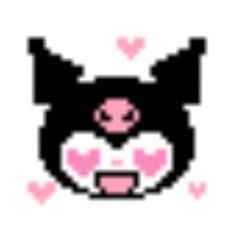 an animal face with hearts on it's chest and eyes are drawn in pixel style