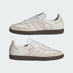 adidas Samba OG Shoes - White | Free Shipping with adiClub | adidas US Adidas Sambas Pink, Adidas Samba Rose, Womens Adidas Shoes, Cute Sneakers For Women, Samba Og Shoes, Wishlist Christmas, Football Trainer, Samba Shoes, Indoor Football