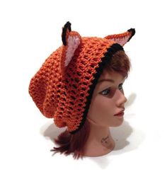 Fox Hat Fox Mask Slouchy Fox Hat Face Mask Hat Fox Ears | Etsy Fox Clothes, Fox Beanie, Fox Cosplay, Fox Clothing, Hat With Ears, Fox Costume, Fox Sweater, Fox Hat, Novelty Hats