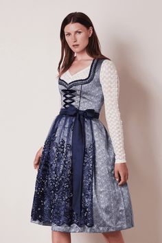 Claudi Beautiful 2  pc Traditional  Festive Krueger  Collection Dirndl with 85 cm/ 33.5" long skirt - German Specialty Imports llc Octoberfest Outfits, Dirndl Dress Traditional, Ruffled Tops, Ornamental Pattern, Lace Apron, Dirndl Blouse, Oktoberfest Outfit, Dirndl Dress, Festive Look