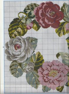 a cross stitch pattern with flowers on it