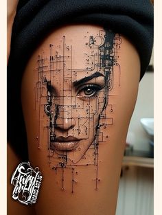 #circuitboardtattoo #portraittattoo #techtattoo #blackworktattoo #biomechanicaltattoo #futuristicart #inkinspiration #uniquetattoo #tattoodesign #le tatouage #thightattoo Circuit Board Tattoo, Technology And Human, Tech Tattoo, Biomechanical Tattoo, Custom Tattoo Design, Human Form, Futuristic Art, Unique Tattoo, Custom Tattoo