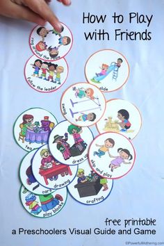 children's hand pointing at the printable game for preschool to play with friends