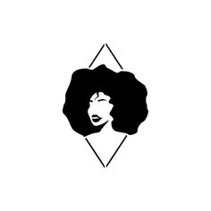 a woman's head with an afro in the center and diamond shapes around it