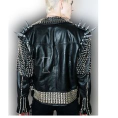 #leather_jackets #leather_jackets_for_men #custom_leather_jackets #studded_leather #Made_to_order #leather_shoes #handmade #men_jackets #Leather_jackets Spiked Leather Jacket For Biker Events, Spiked Long Sleeve Leather Jacket For Biker Events, Edgy Spiked Winter Biker Jacket, Edgy Winter Biker Jacket With Spikes, Fall Alternative Fashion Spiked Outerwear, Rocker Outerwear With Spikes For Fall, Alternative Fashion Leather Jacket With Spikes, Long Sleeve Leather Jacket With Spikes For Alternative Fashion, Alternative Long Sleeve Leather Jacket With Spikes