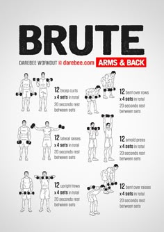 a poster showing how to use the braute for chest workouts and back exercises