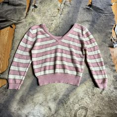 "80s retro coquette pink and cream striped crop knit pull over metallic sweater  By Tom boy size L Fits more like a M Measurements Bust 36\" - 38\" Waist 26\" - 32\" Length 19\" #70s #winter #striped #coquette #sweater" 70s Winter, Coquette Sweater, Retro Coquette, 80s Top, Tom Boy, Coquette Pink, Metallic Sweater, Floral Print Maxi Dress, Floral Print Maxi