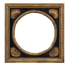 an ornate gold and black frame on a white background