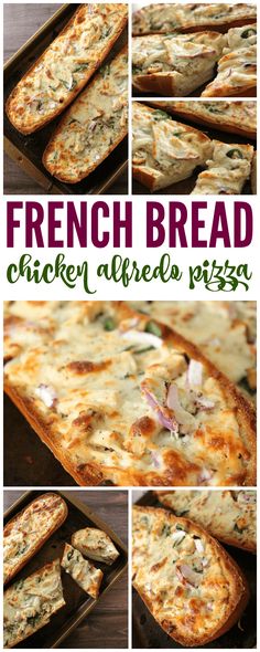 chicken alfredo pizza with cheese and herbs on top, then baked in the oven for dinner