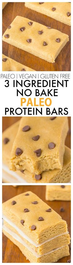 three ingredient no bake paleo protein bars