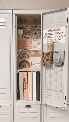 the lockers are full of books and other things to write on them as well