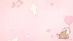 a pink background with hearts, stars and a teddy bear