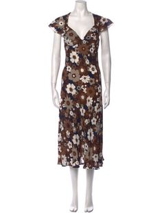 Michael Kors Collection Silk DressBrownFloral PrintRuffle & Cutout AccentsShort Sleeve with V-NeckConcealed Zip Closure at BackFit:Dresses by Michael Kors Collection typically fit true to size. Michael Kors Floral Georgette Dress, Michael Kors Floral Dress, Michael Kors Collection, Midi Length Dress, Midi Length, Print Patterns, Dress Outfits, Michael Kors, Silk