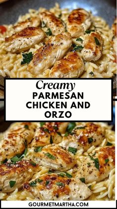 creamy parmesan chicken and orzo is an easy, delicious dinner that's ready in less than 30 minutes